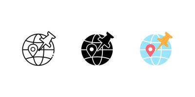 geolocation icon set. Linear, silhouette and flat styles are editable. vector