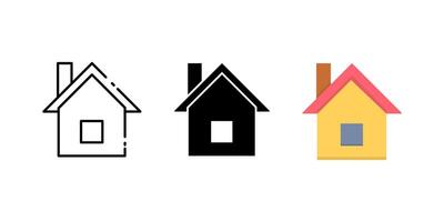 home icon set. Linear, silhouette and flat styles are editable. vector