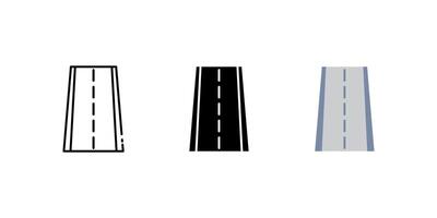 road icon set. Linear, silhouette and flat styles are editable. vector