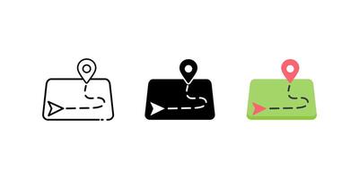 gps tracking icon set. Linear, silhouette and flat styles are editable. vector