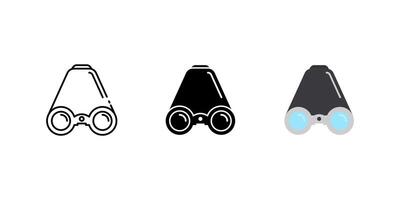 binocular icon set. Linear, silhouette and flat styles are editable. vector