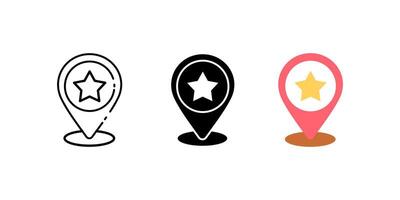 pin point icon set. Linear, silhouette and flat styles are editable. vector