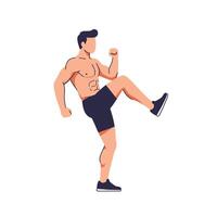 A man is doing a kick kick exercise vector