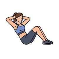 A woman doing a sit up exercise vector