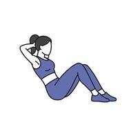 A woman is doing a sit up exercise vector