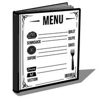 A menu is shown in a black and white image vector