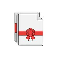 A document with a red ribbon and a red seal vector