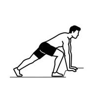 A man is doing a push up on a hill vector