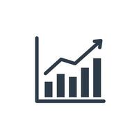 A graph line icon with a bar chart vector