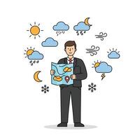 Businessman with weather forecast illustration vector