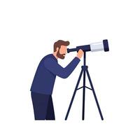Man looking through telescope illustration vector