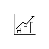 A graph line icon with a bar going up vector