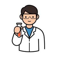A man in a lab coat holding a test tube vector