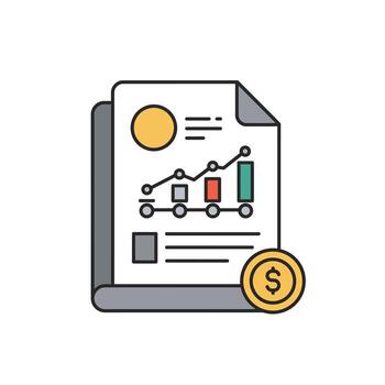 A document with a coin and a graph vector