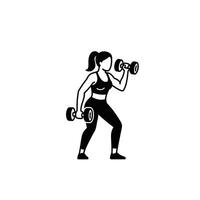 A woman is doing a dumbbell exercise on a white background vector