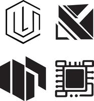Modern Abstract Logos, Icons, and Technology Symbols vector