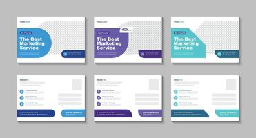 set of postcard design templates for business digital marketing services vector