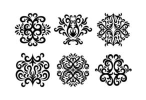 Set of oriental damask patterns art vector