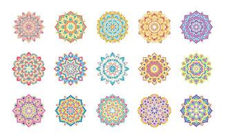 Set of mandala round ornament pattern art vector