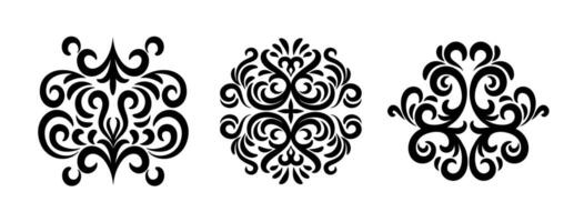 Set of oriental damask patterns on white background vector