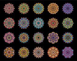 Set of mandala round ornament pattern vector