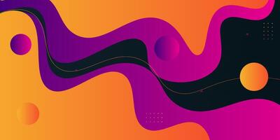 Orange and purple geometric business banner design. Creative banner design with wave and line shape as template. Simple design on dark horizontal banner. Eps10 vector