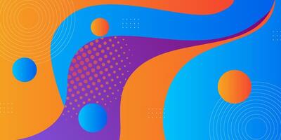 Dynamic orange and blue textured background fluid design in 3D style with wavy purple color. Eps10 vector