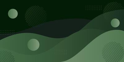 Green wave geometric design on background. Creative banner design with wave and circle shape as template. Simple horizontal banner. eps10 vector