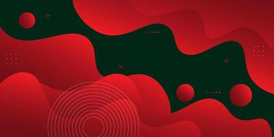 Modern abstract 3D fluid background with red and green color wave design. Eps10 vector