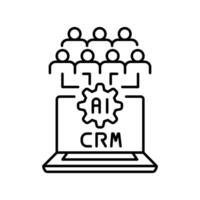 ai-driven crm black line icon. vector