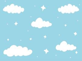 seamless pattern with clouds and blink star vector