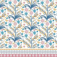 seamless floral border artwork with decorative elements for textile and wrapping papers vector