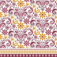seamless floral pattern with retro inspired border design for fashion and wrapping papers vector