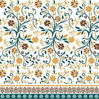 seamless floral design with intricate border motifs for wallpaper and textile printing vector