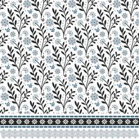 seamless floral print with detailed border design for retro style wallpaper and textile applications vector