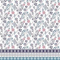 seamless floral border pattern with botanical motifs for poster and textile printing vector