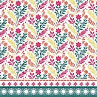 seamless floral print with detailed ornamental border for fabric and digital print designs vector