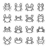 A set of crab drawings in black and white vector