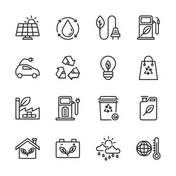 A set of icons for various environmental topics vector