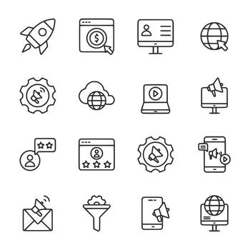 A set of icons for various technology devices and services vector