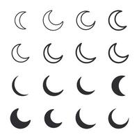 A series of crescent moons are shown in a row vector