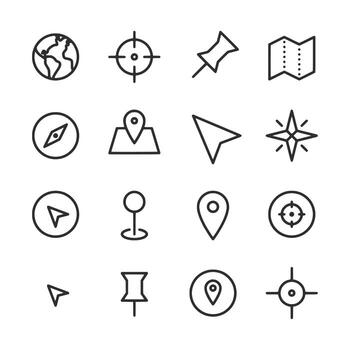 set of icons for a map application vector
