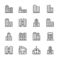 A outline icon set for buildings in a cityscape vector