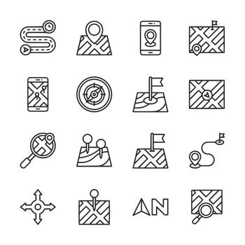 A set of icons for a map application vector