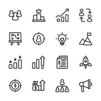 Collection of outline icons for business and finance vector