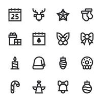 A set of Christmas icons including a star, a bow, a bell, a snowflake, a candle vector
