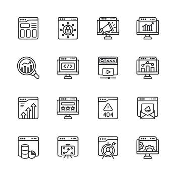 set of icons for a computer monitor vector