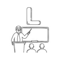 An Illustration of Lecture beside letter L vector