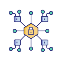 Secure blockchain network connections digital environment infographic virtual space tech concept analysis png