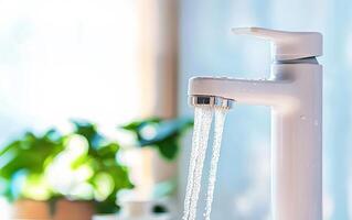 A faucet with water flowing out of it photo